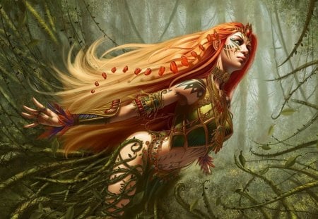 Wild Warrior - fantasy, babe, warrior, nature, blonde, wild