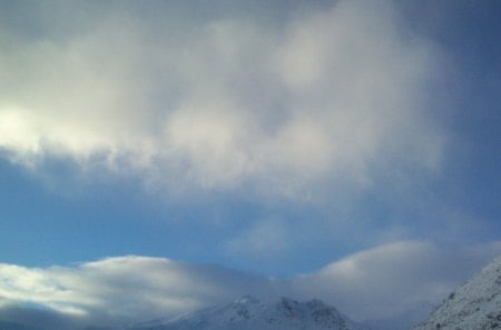 sky in winter time... - river, natyra, winter, mountain, sky