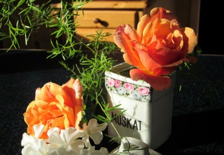 ROSES - roses, orange roses, beautiful, vase