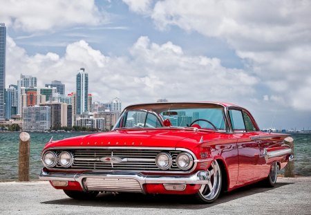 awesome old chevrolet - car red, classic, chevrolet, road