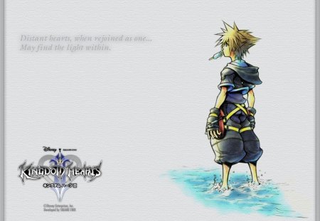 ~Distant Hearts~ - waiting, kingdom hearts 2, square enix, water, video game, sora, barefoot, ocean