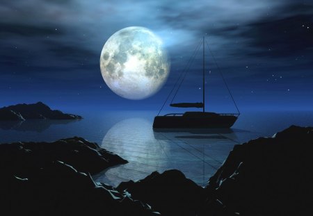 By the light of the moon - Personal Boats & Boats Background Wallpapers ...