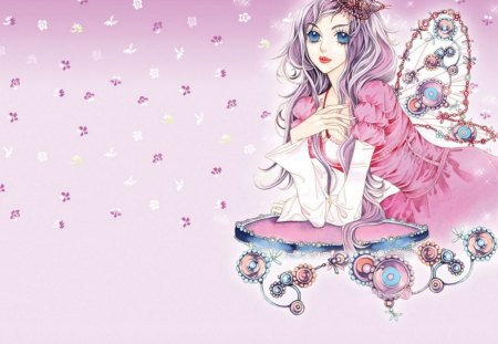 lovely girl - lovely, anime, girl, pink