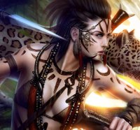 warrior girl and her leopard