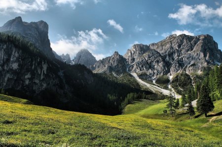 *** Mountains *** - nature, blue, field, mountains, mountain, sky