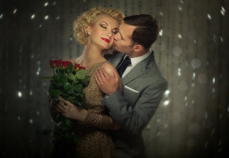 *** I love you...*** - roses, people, model, bouquet, female, male