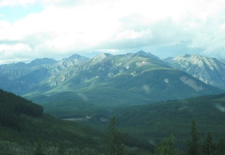 The Rockies mountains in BC - Canada 24 - white, clouds, photography, green, mountains, summits