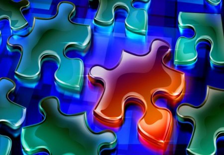 The right piece - pieces, puzzle, blue, red, green