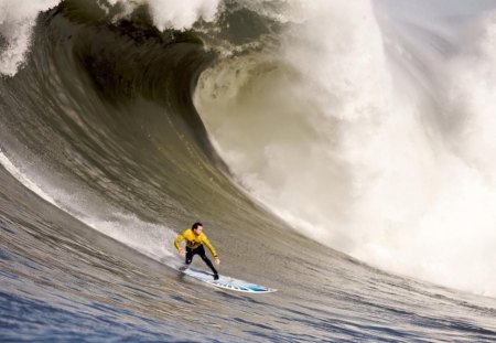 Surfer on a big wave - big, surfer, wave, oceans, sea, man