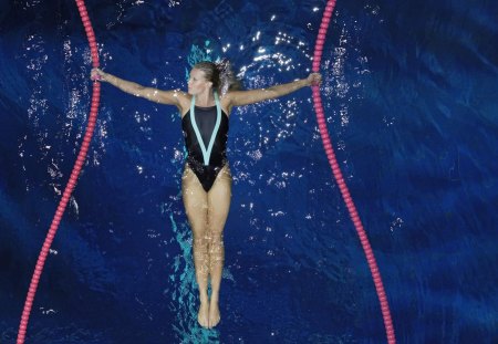 Swimmer in training - swimmer, training, water, pool