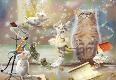 Magic - buble, magic, letter, fairy, friends, mouse, love, cat