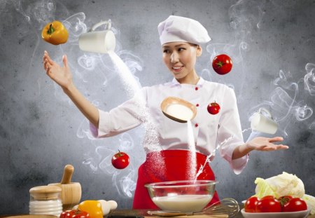 Chef - style, art, girl, chef, food