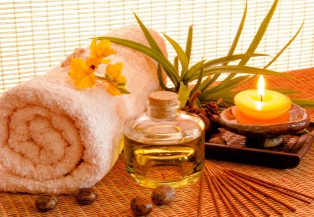 Spa - candle, oil, towel, spa