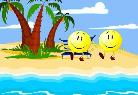 Be Happy 1 - funny, happy, island, trees, sea