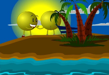 Be Happy 2 - trees, funny, island, sea, happy, moonlight