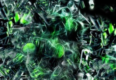 abstract chaos - green, chaos, abstract, cool