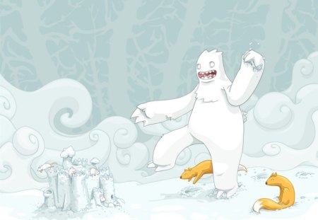 Abominable Snowman - ice, foxes, snowman, ice castle, snow, winter, mice