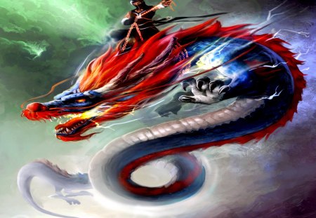 DRAGON FLIGHT - dragon, fantasy, rider, cg art