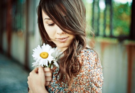 *** Girl with flower *** - flower, people, model, female, girl