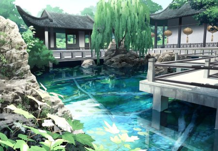 japanese water garden wallpaper