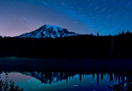 Magical Mount Rainier - mountain, reflection, peaceful, twilight, serenity