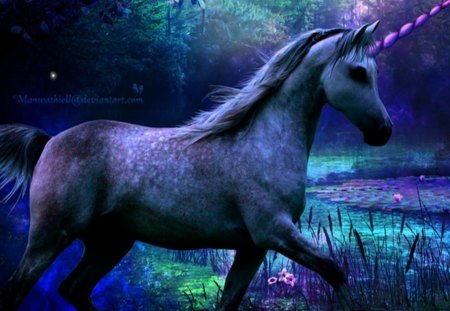 unicorn - creatures, purple, unicorn, blue