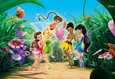 Fairies of spring - fairies, colorful, cartoon, wing