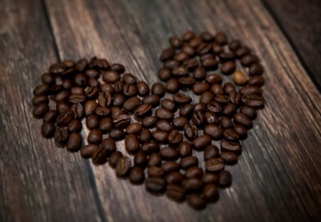 Coffee Heart - coffee heart, coffee, heart, wooden, beans