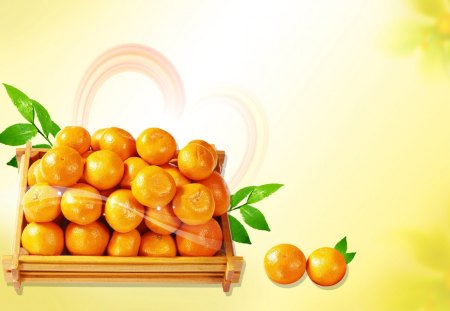 Oranges - food, 3d, oranges, fruits