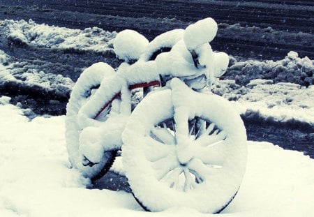 ICE BICYCLE - winter, ice, bicycle, snow