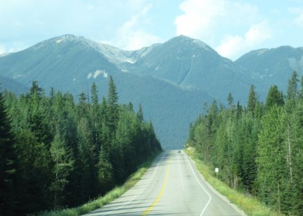 The Rockies mountains in BC - Canada 41 - mountains, roads, white, sky, clouds, photography, trees, snow, green