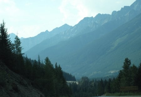 The Rockies mountains in BC - Canada 50 - mountains, roads, clouds, photography, trees, snow, green