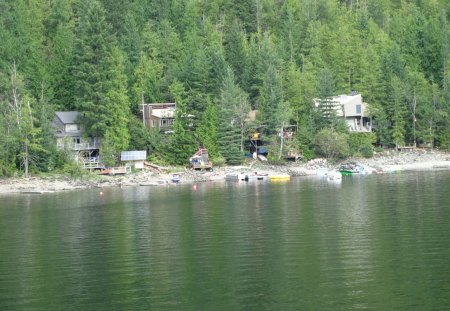 Shuswaps Lakes in BC - Canada 02 - lakes, houses, trees, photography, green