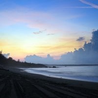 evening on a black sand beach