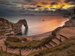 steps down to a secluded beach