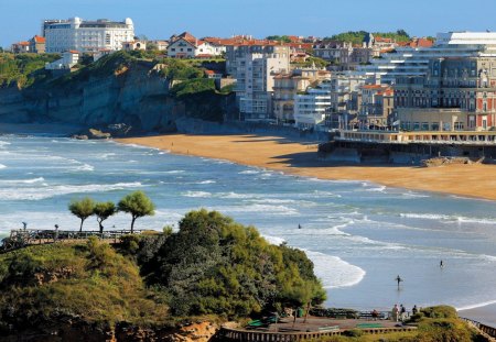 biarritz beach france - wallpaper, beach, france, beaches, city, new, sea, nature, park, waves