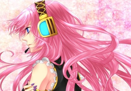 Megurine Luka - pink, cute, headphones, vocaloid, anime, eyes, blue, megurine, luka, hair, music