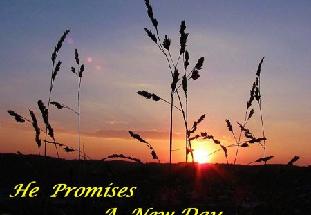 God Promises - promise, sunrise, grass, inspirational, valley, God, religious, sunset, nature, field, sun, sky