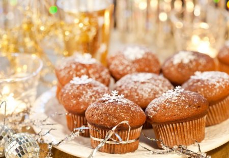 Cupcakes - plate, cupcake, delicious, brown, food, sweets