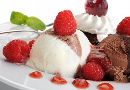 Ice cream desserts - sweets, ice cream desserts, fruits, delicious, food