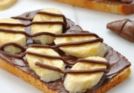 Bake bread with banana and chocolate - banana, food, bread, chocolate, snacks