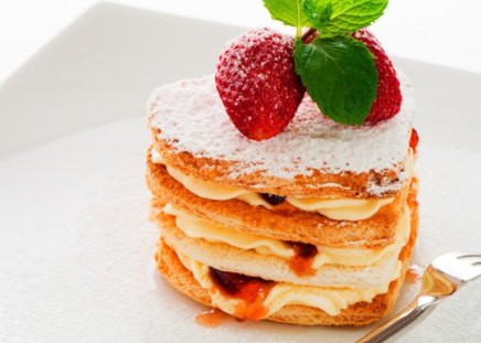 Pancake - sweets, pancake, fork, fruits, delicious, food