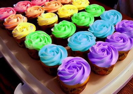 Rainbow muffins - sweets, desserts, cupcake, delicious, food, rainvow, muffins