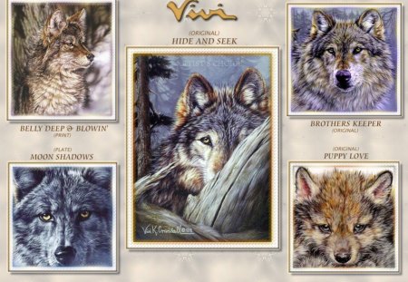 Variety of Wolves - nature, wolf, variety, animals