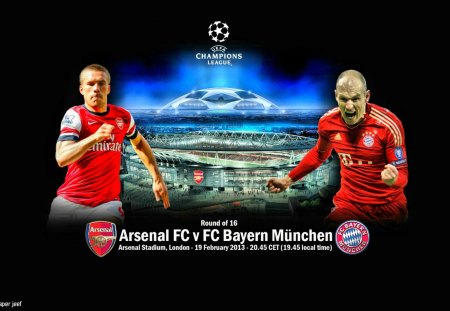 Arsenal FC v FC Bayern M�nchen - robben, champions league, manchester united, bayern munchen, arsenal, podoolski, champions league wallpaper, 3D, nike, football, adidas, wallpaper