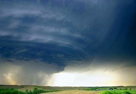 Destructive path - nature, tornado, tubular, destruction, force, wind