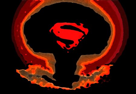 Nuclear Superman - black, nuclear, explosion, red, explosive, superman, dark