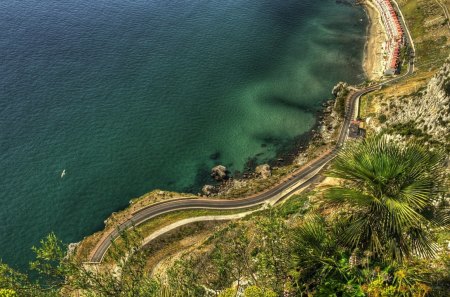 gibraltar coast - road, coast, view, sea, mountain