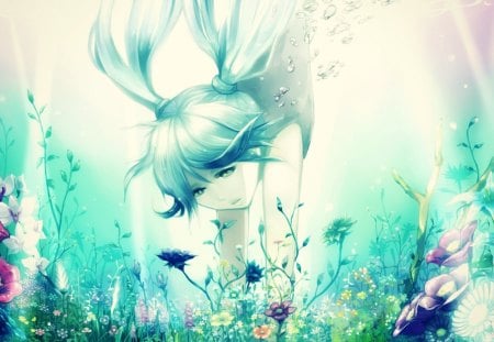 Anime - water, beauty, girl, blue