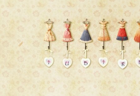 IUBIRE - tsvtochki, background, heart, wallpaper, bow, pink, texture, hanger, dress, beige